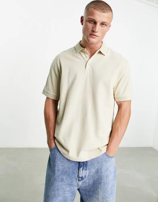 relaxed fit polo in beige