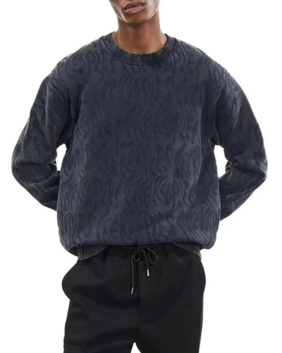 Relaxed Fit Printed Long Sleeve Crewneck Sweatshirt
