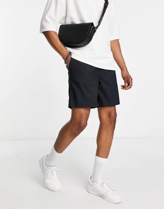 relaxed fit pull on shorts with pintuck in navy