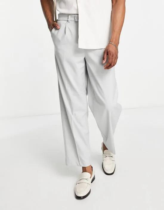 relaxed fit smart pants in light gray