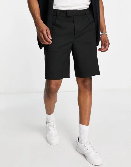 relaxed fit smart shorts in black