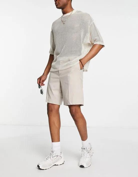 relaxed fit smart shorts in stone