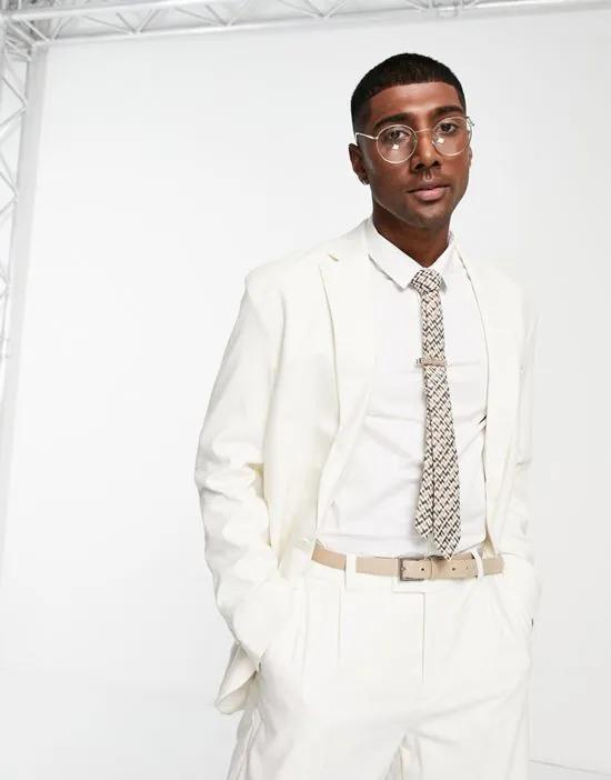 relaxed fit suit jacket in off white