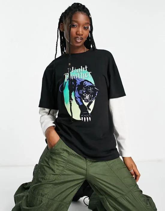 relaxed grunge skater t-shirt with underlayer