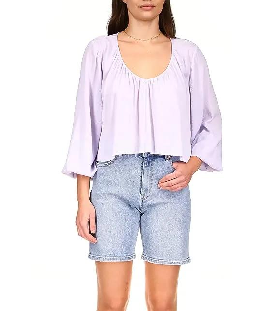 Relaxed High-Low Textured Blouse