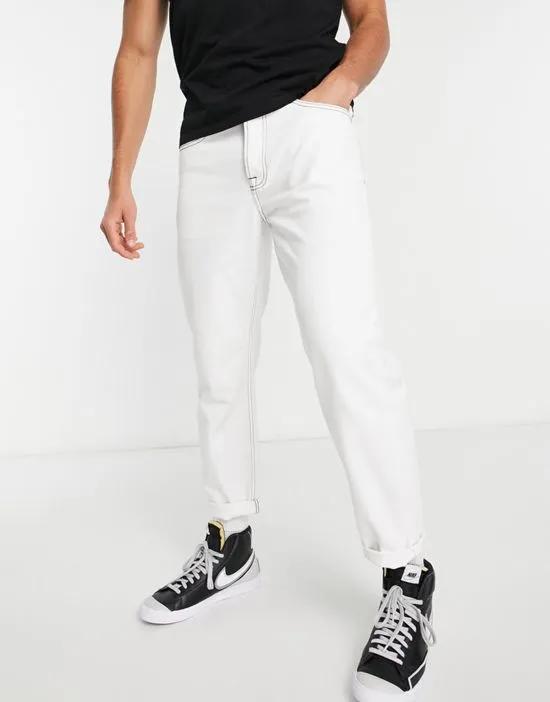 relaxed jeans with contrast stitch in white