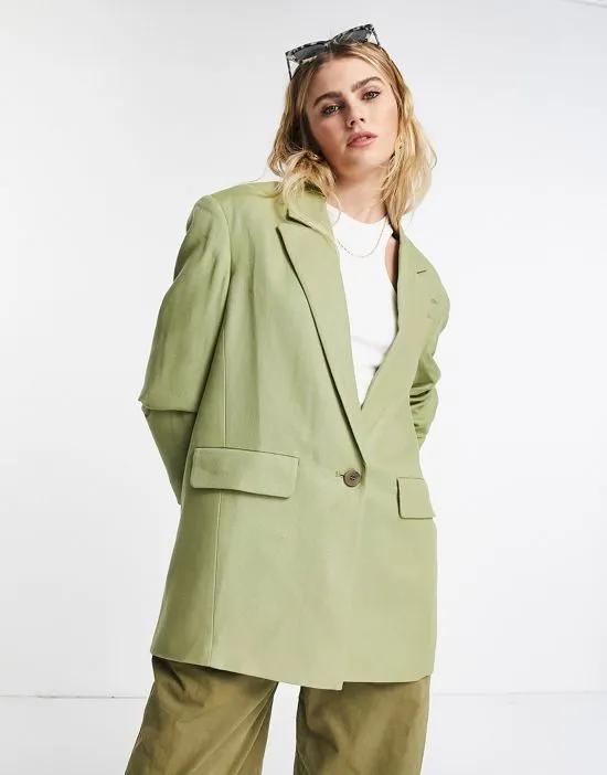 relaxed oversized single breasted blazer in sage