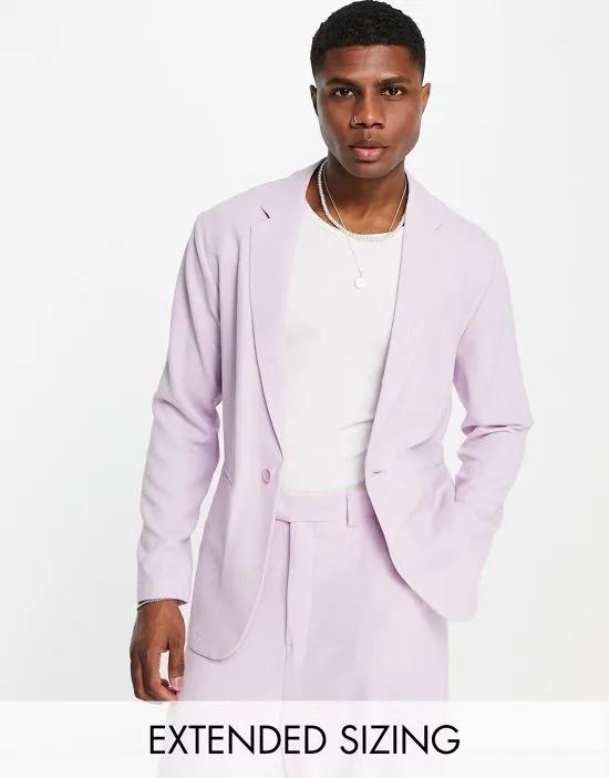 relaxed oversized soft tailored suit jacket in lilac crepe