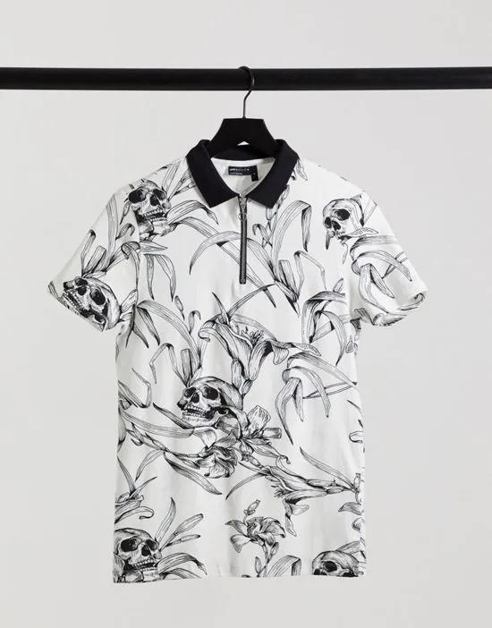 relaxed polo in all-over print