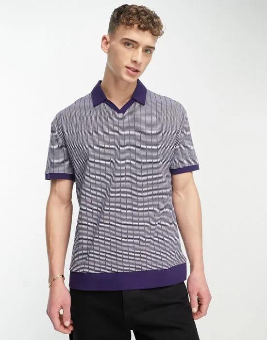 relaxed polo shirt in geo texture