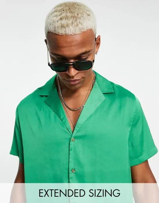 relaxed satin shirt in bright green