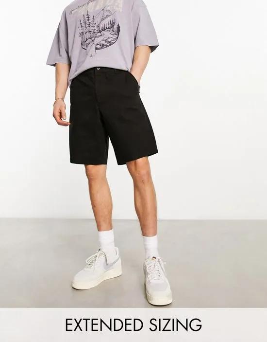 relaxed skater chino shorts in black