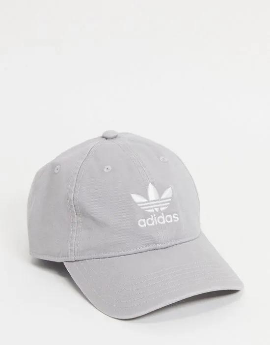 relaxed strapback cap in gray