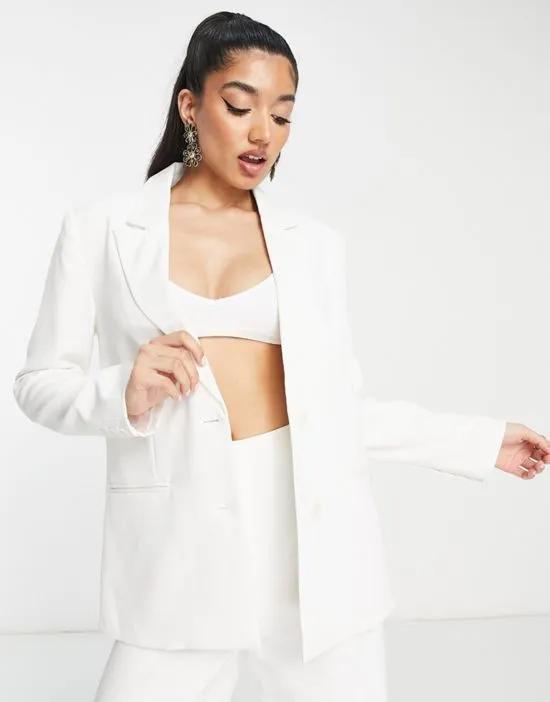 relaxed tailored jacket with satin lining in ivory