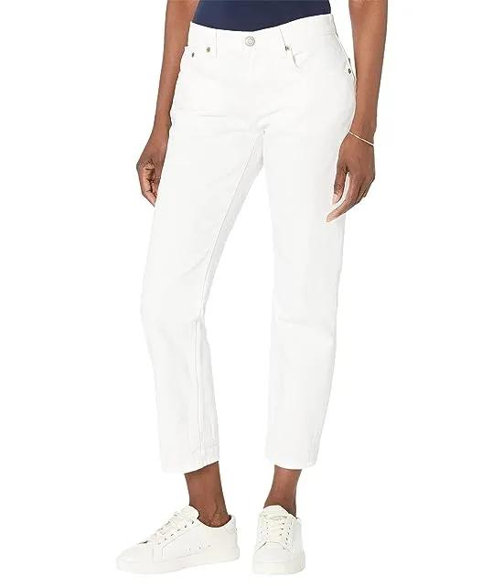 Relaxed Tapered Ankle Jeans in White Wash