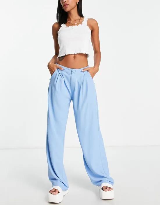 relaxed wide leg pants in sky blue