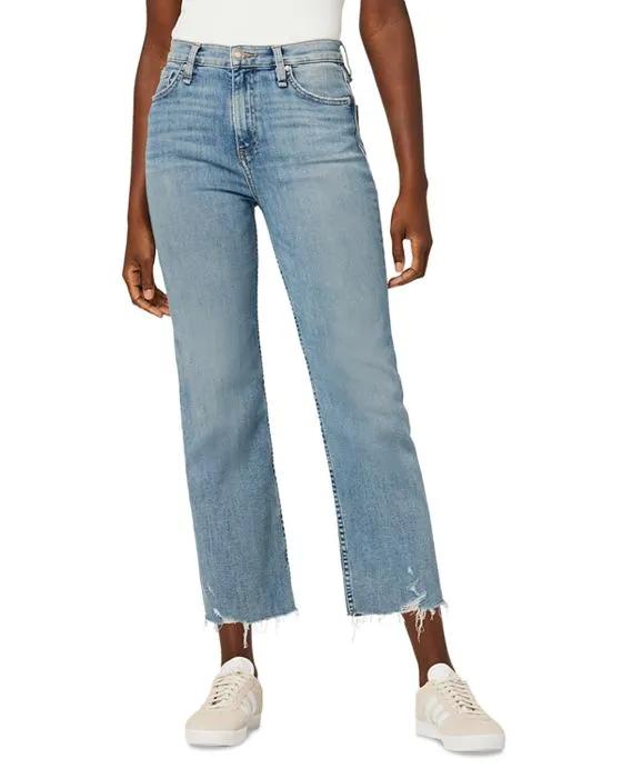 Remi High Rise Straight Crop Leg Jeans in Sunlight