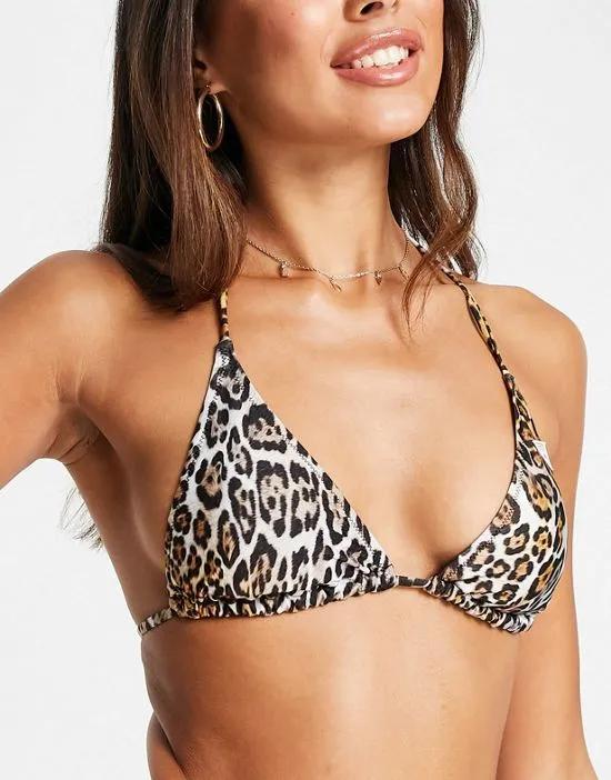 removable padded triangle bikini in leopard