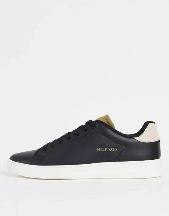 retro court sneakers in black leather