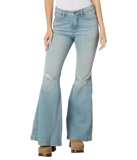 Retro Green Jeans High-Rise Flare in Aubrey