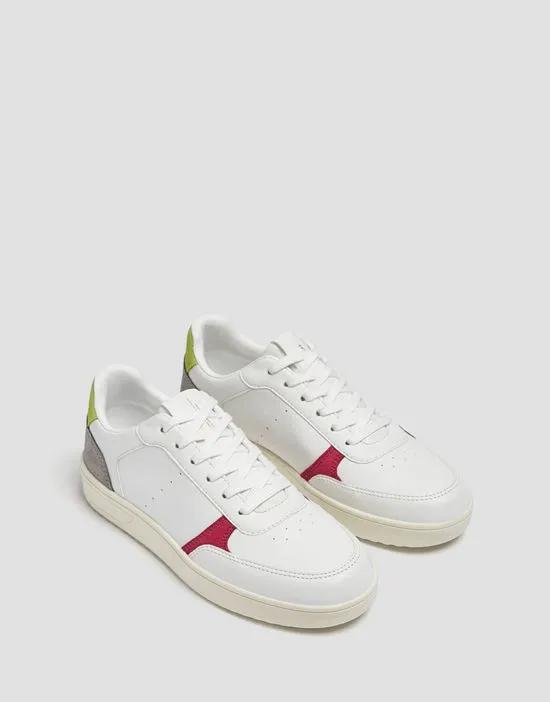 retro sneakers in white with color block