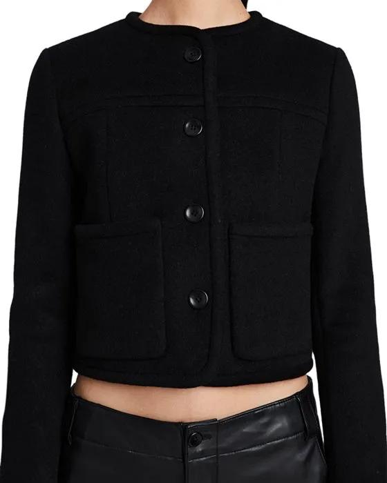 Reversible Melton Wool Double Faced Cropped Jacket