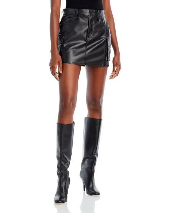 Rhea Faux Leather Cargo Mini Skirt