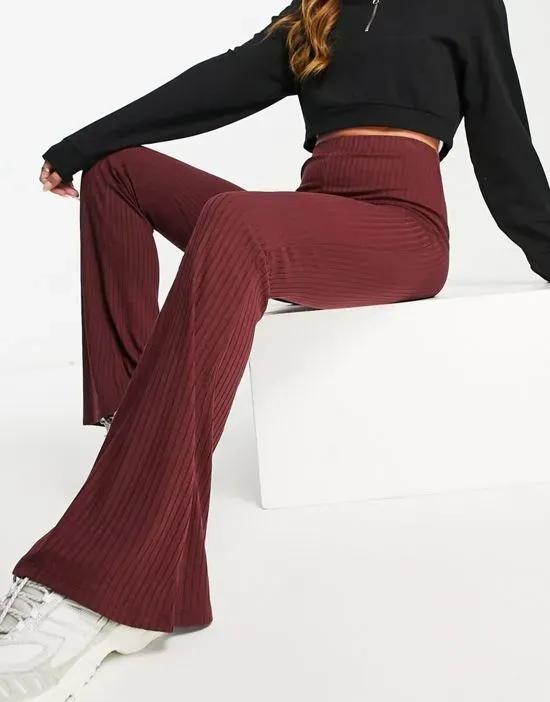 rib flare pant in oxblood