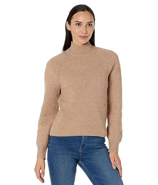 Rib Mock Neck with Cable Sleeve