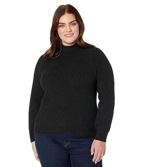 Rib Mock Neck with Cable Sleeve