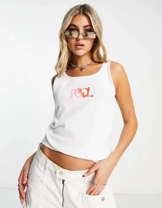 rib tank top with logo in white