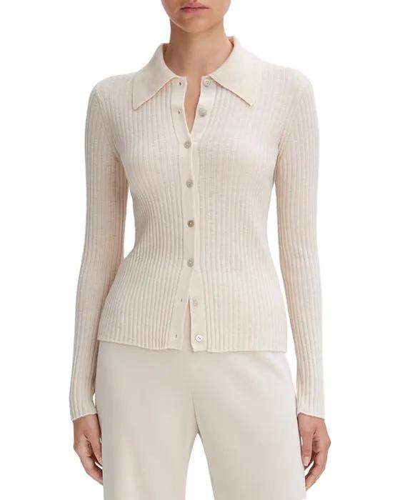 Ribbed Button Front Cardigan