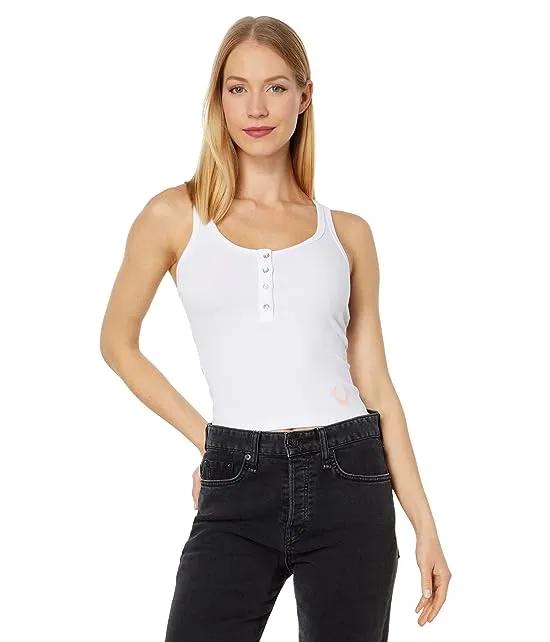 Ribbed Button Front Racerback Tank