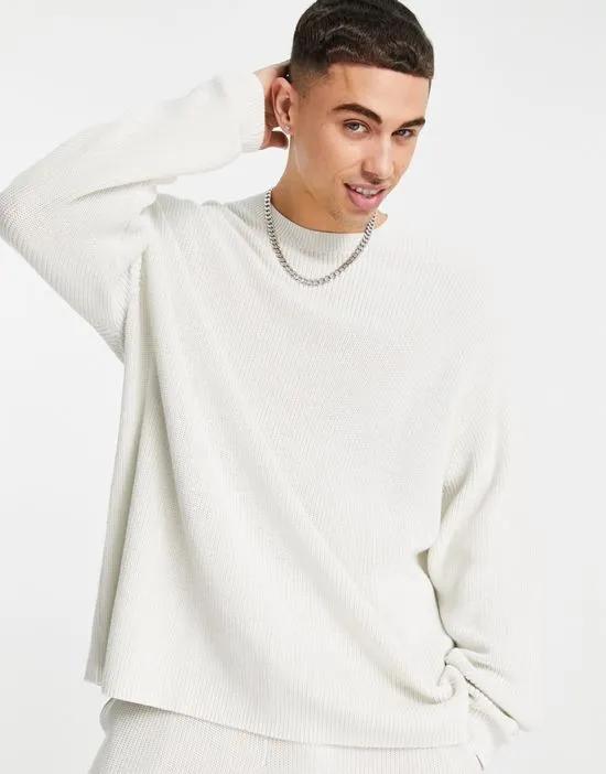 ribbed cotton sweater in icey gray