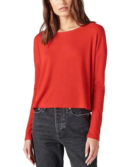 Ribbed Cropped Long-Sleeve Top