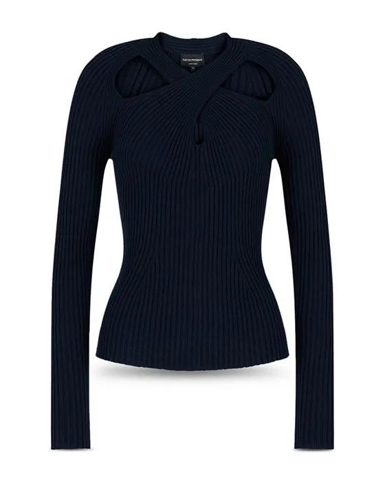 Ribbed Cutout Sweater 
