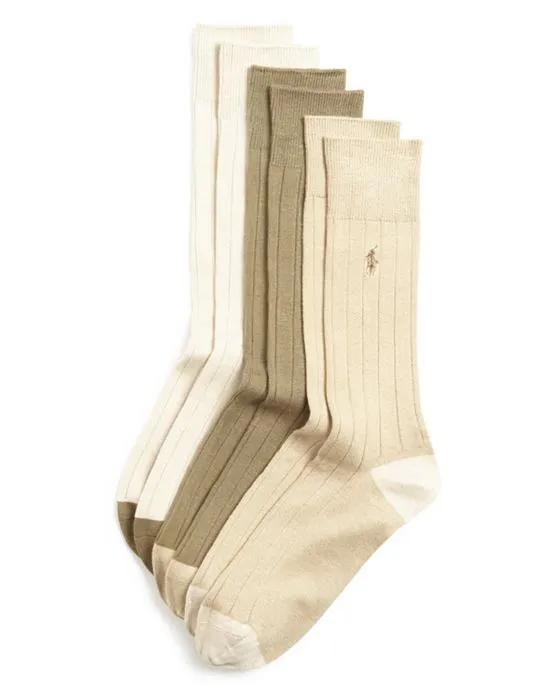 Ribbed Dress Socks, Pack of 3