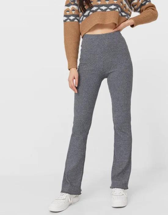 ribbed flare pant in gray