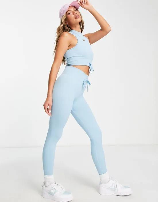 ribbed gym leggings in light blue