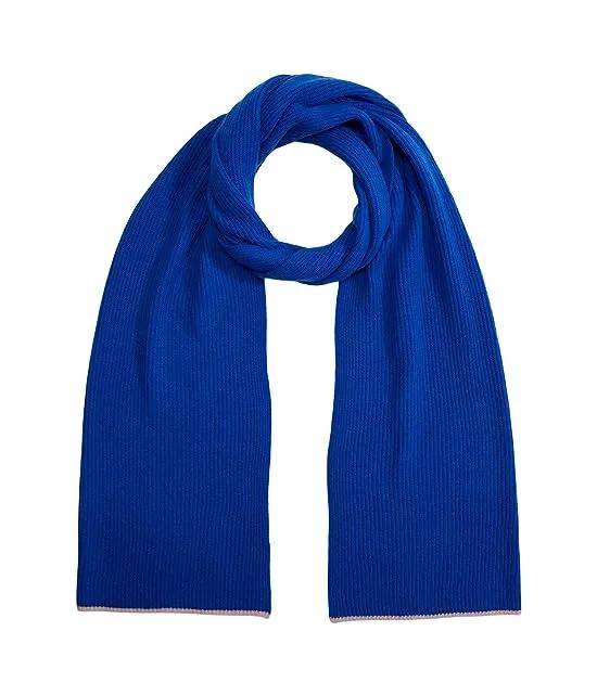Ribbed Knit Cashmere and Wool Scarf