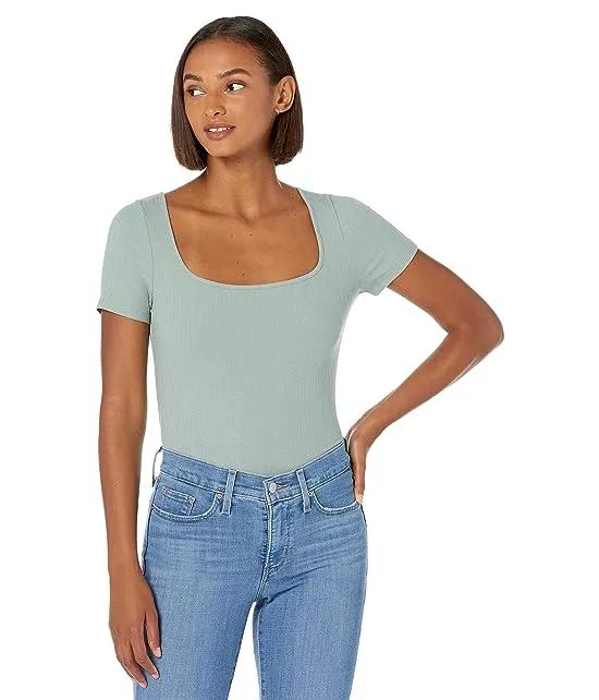 Ribbed Square-Neck Crop Top