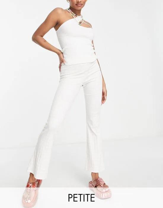 ribbed striped flared pants in ecru - part of a set