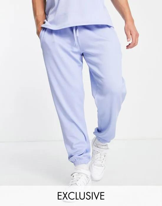 ribbed sweatpants in ice blue