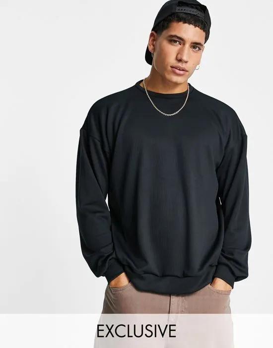 ribbed sweatshirt in black