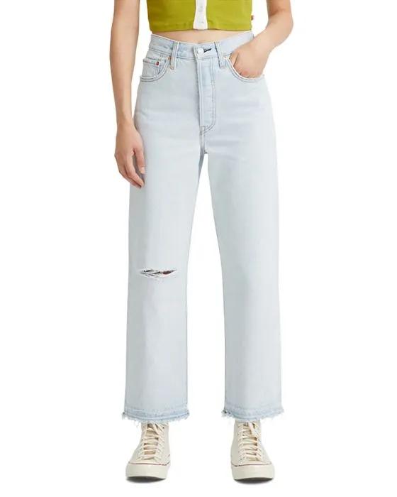 Ribcage High Rise Ankle Straight Leg Jeans in Ab915 S Li