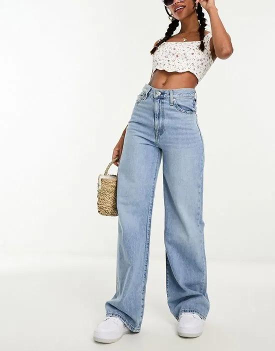 Ribcage wide leg jeans in light blue wash