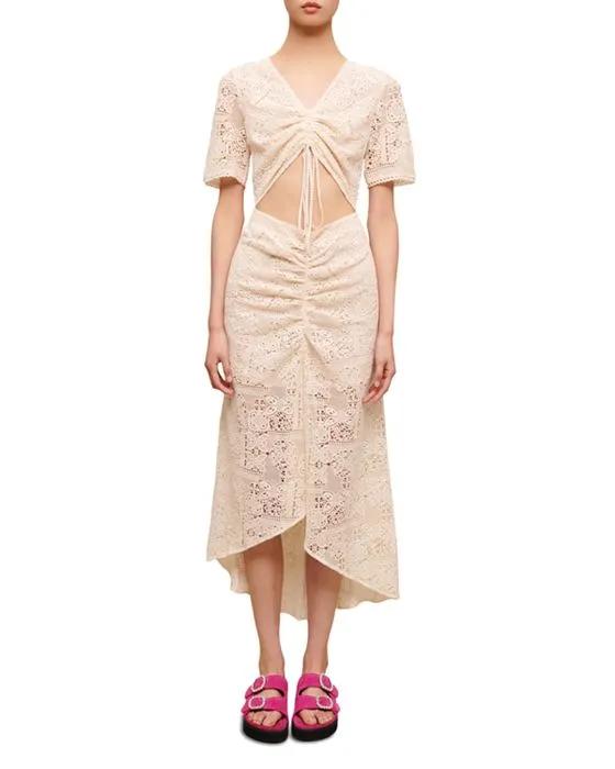 Ridora Crochet Cutout Midi Dress