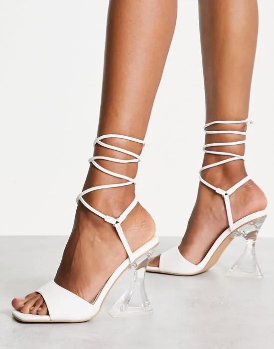 Rilee two part ankle tie sandals white