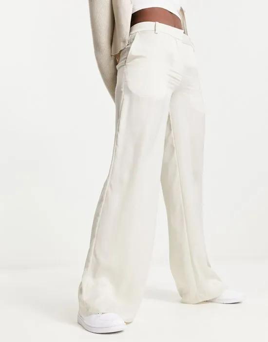 Riley wide leg satin pants in off-white - part of a set