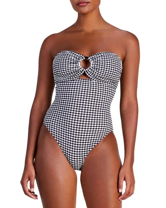 Ring Bandeau Gingham One Piece Swimsuit